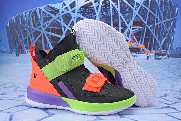 Nike LeBron Soldier 13 Black Reddish Orange Green Purple Shoes